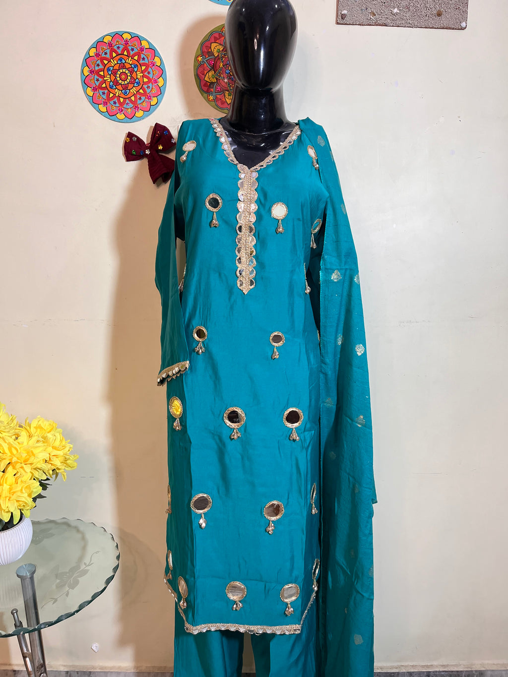 Classy women’s kurta set with bottoms and dupatta
