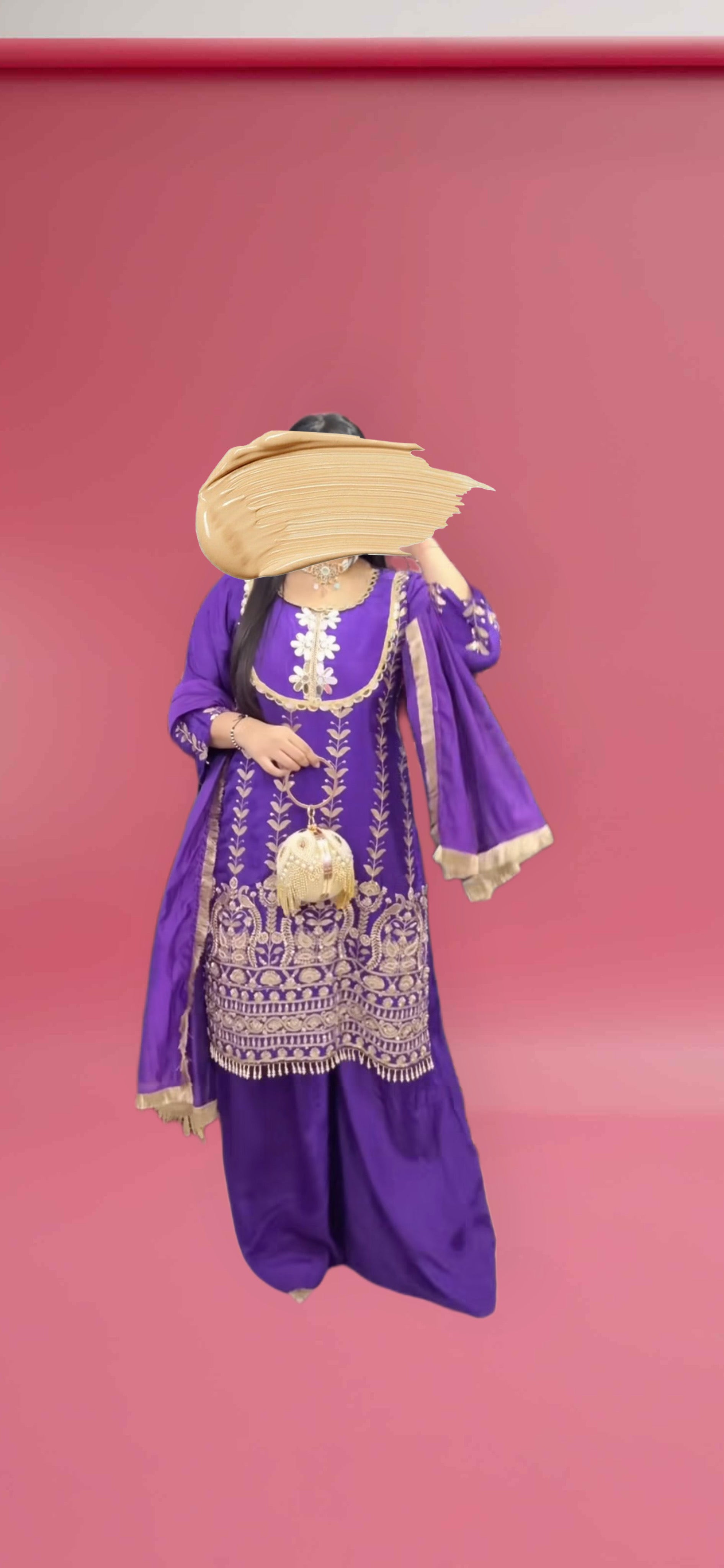 Beautiful women party wear kurta set with mirror work