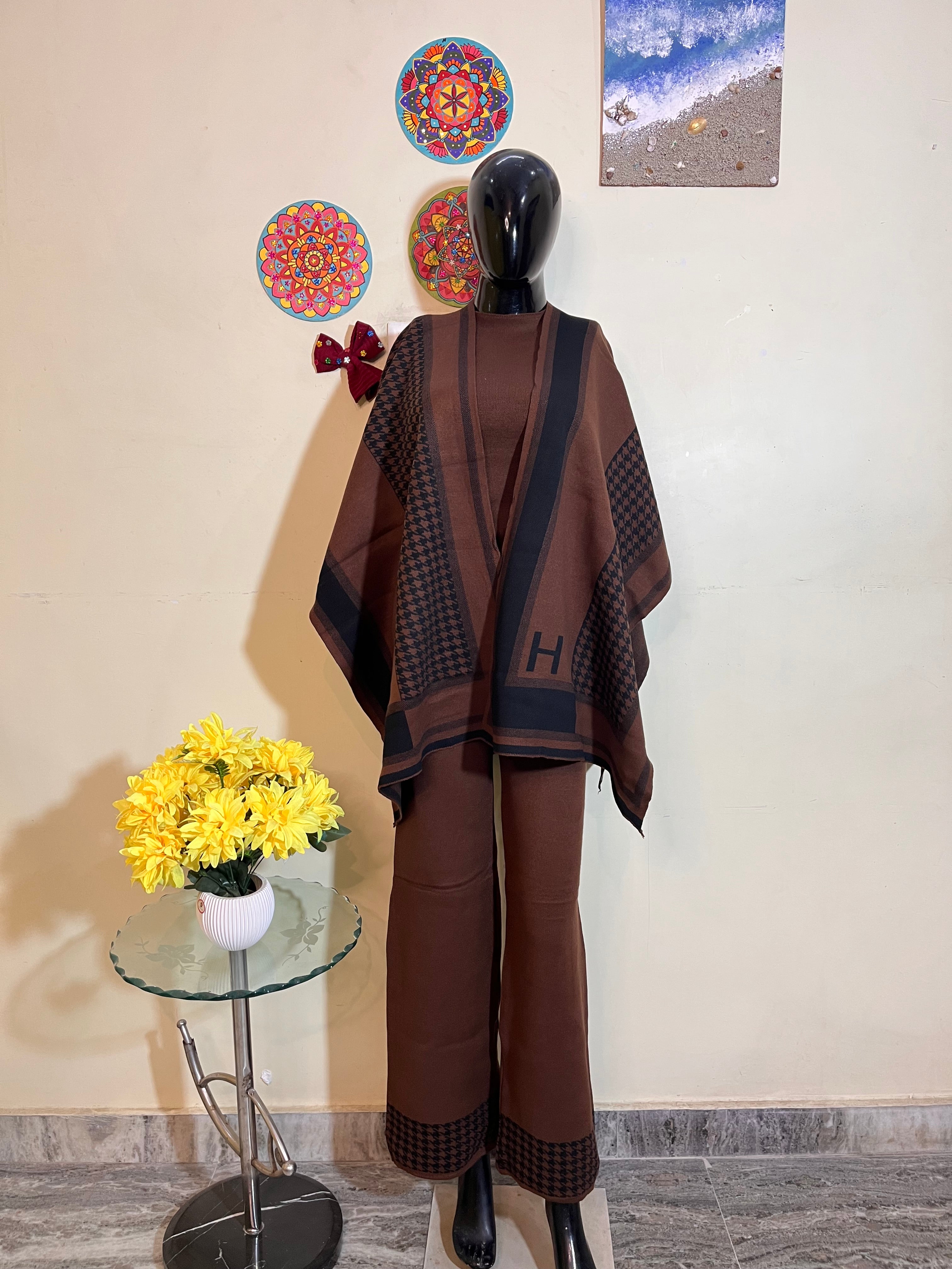 Trendy woollen co-ord sets with detachable scarf