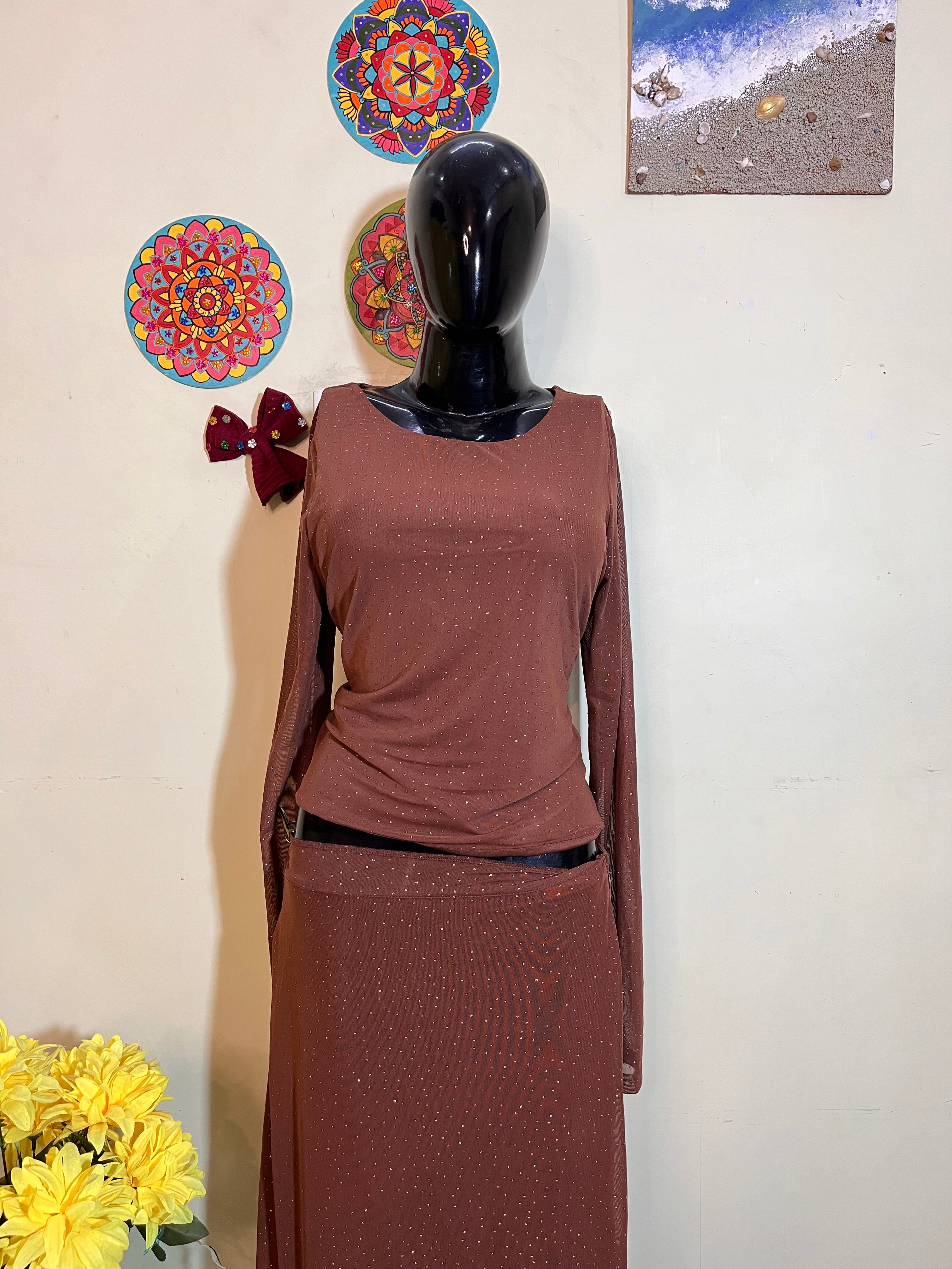 Trendy women’s western skirt Top coord set