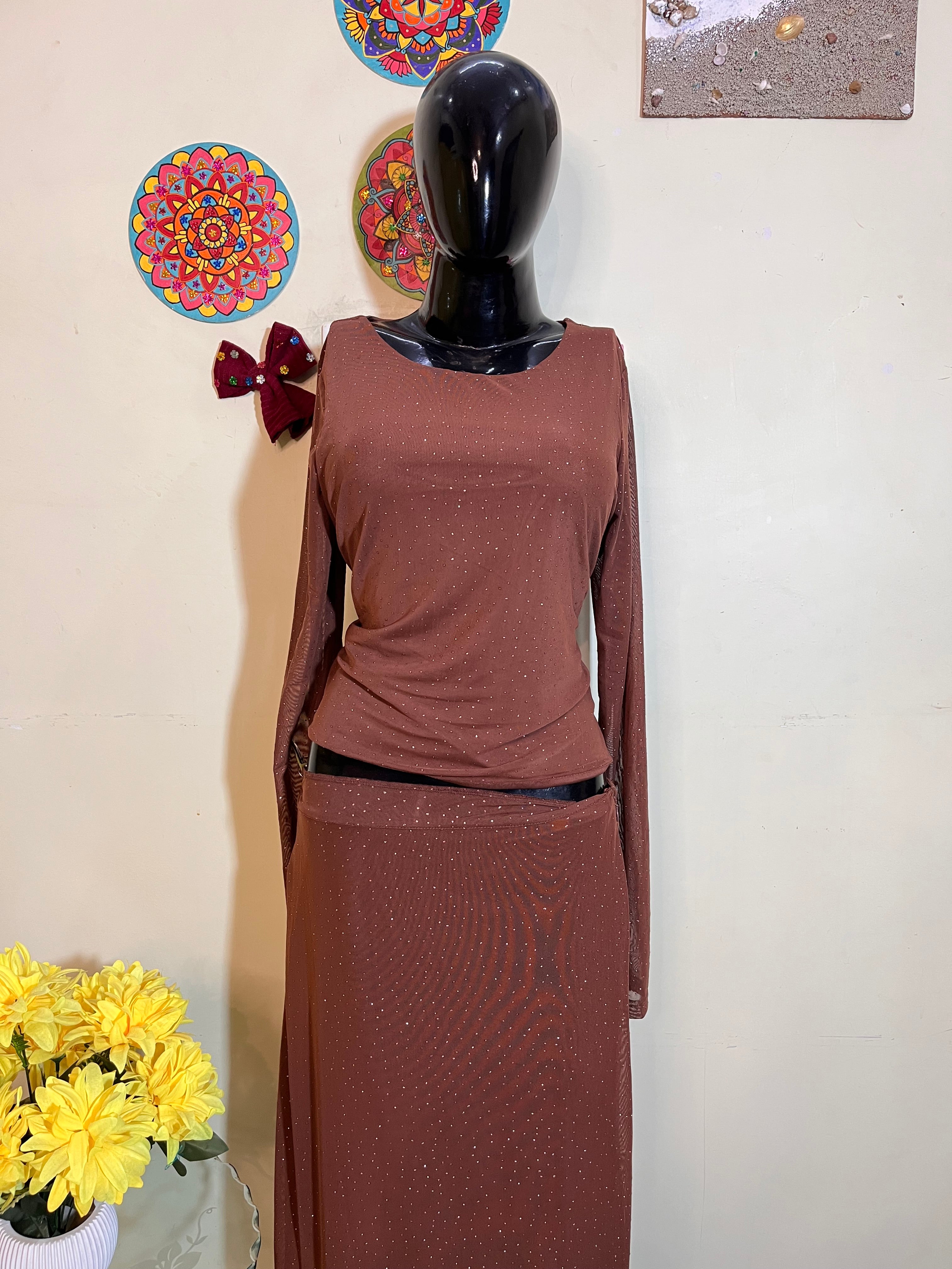 Trendy women’s western skirt Top coord set