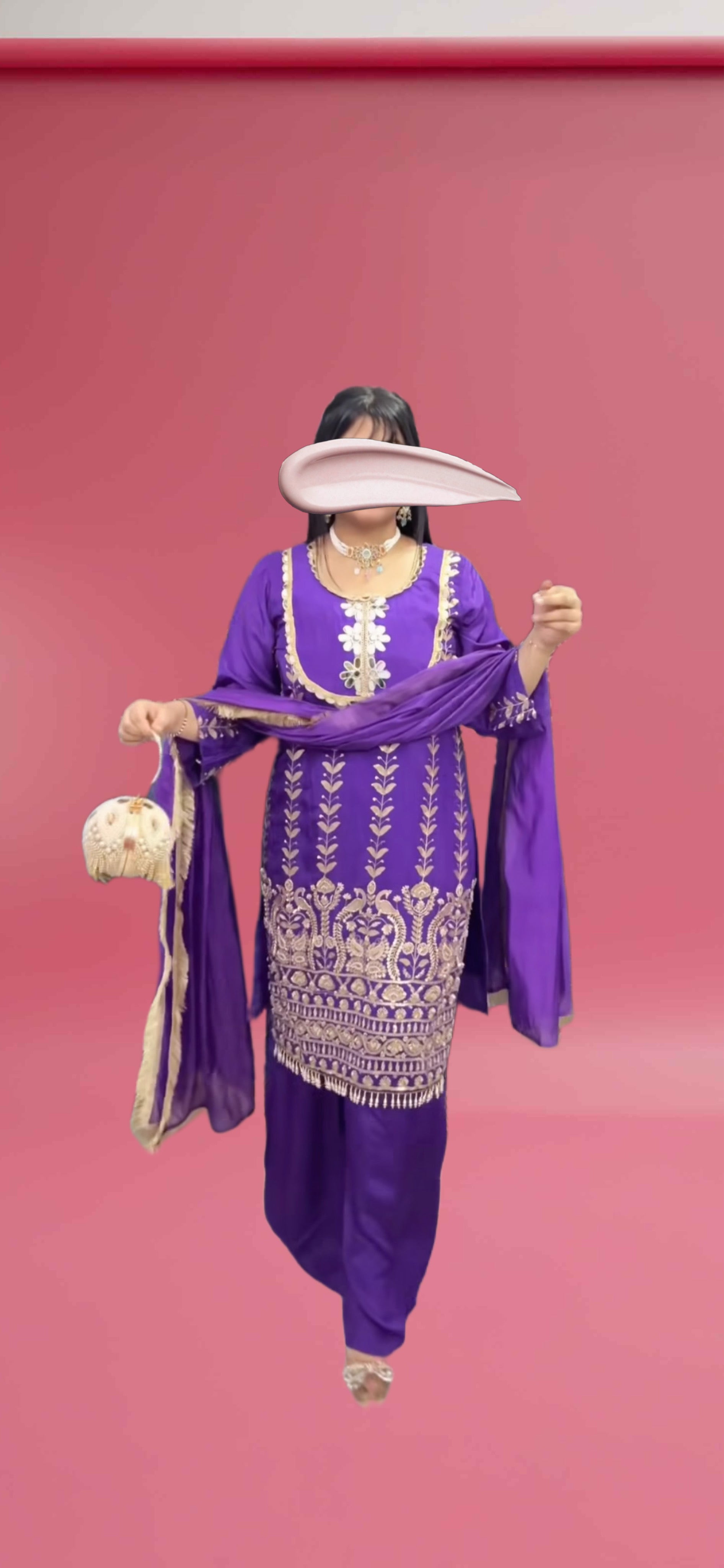 Beautiful women party wear kurta set with mirror work